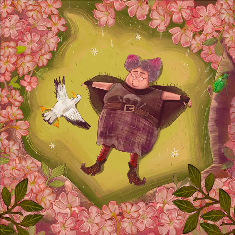 Witch and Seagull on back